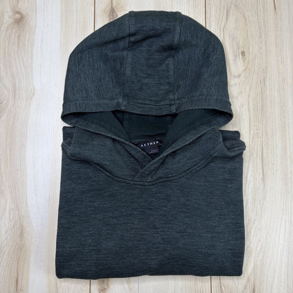 Aether Hoodie Sweater Mens Large Heather Green Pullover Cotton Blend